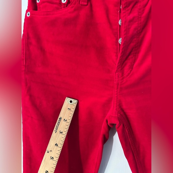RE/DONE 26 Velvet High Rise Ankle Crop Jeans Pants Red Holiday Christmas Party - Picture 12 of 16